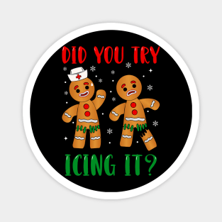 did you try icing it christmas gingerbread Magnet